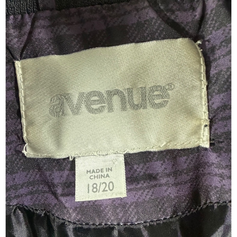 Avenue Womens Purple Plaid Puffer Vest Quilted Full Zip Snap Pocket Plus 18/20 - Picture 3 of 9